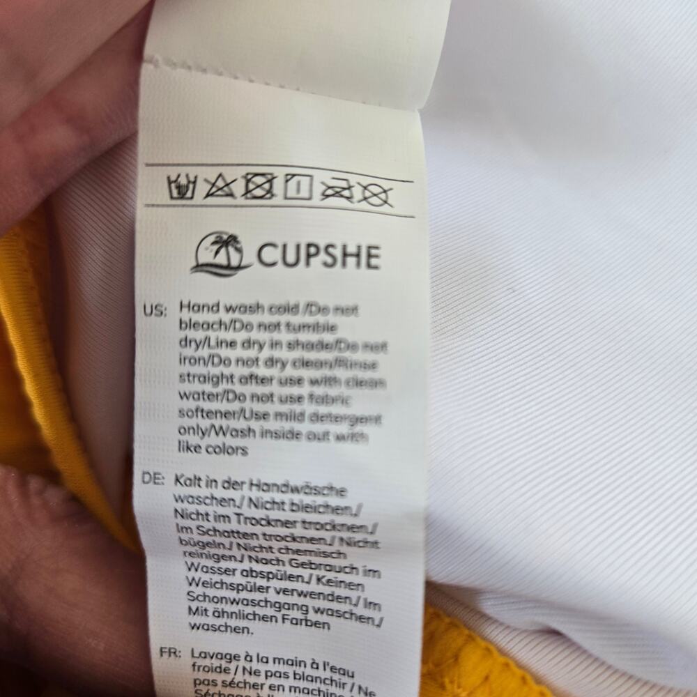 Cupshe Lemon Print Wrap Bikini & Side-Tie Ruched Bottoms Bikini Set Size L NWT - Picture 9 of 12